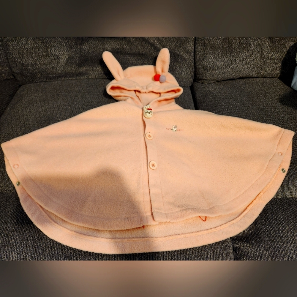 Fall Spring Cute Pink Bunny Girls Cloaks 2T-4T